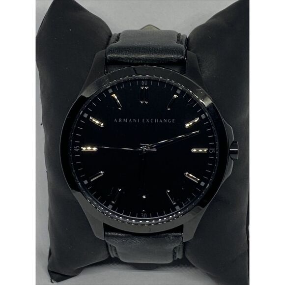 Armani Exchange AX2148 Men's Black Leather Analog Dial Quartz Wrist Watch JK182 - Picture 2 of 12